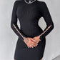 Mock Neck Beaded Knit Bodycon Dress