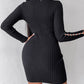 Mock Neck Beaded Knit Bodycon Dress