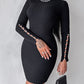 Mock Neck Beaded Knit Bodycon Dress