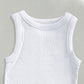 Round Neck Sleeveless Ribbed Bodysuit Casual Slim Fit Tank Top