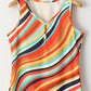Multicolour Wavy Striped Buttoned V Neck Tank Top