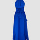 Halter Sleeveless A Line Dress Casual Ruffles Side Slit Maxi Dress
