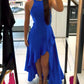 Halter Sleeveless A Line Dress Casual Ruffles Side Slit Maxi Dress