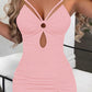 Casual Sleeveless Hollow Out Bodycon Dress Side High Slit Slim Fit Party Slip Dresses