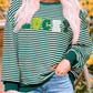 Green Stripe Chenille LUCKY Patched Pattern St Patrick Long Sleeve Top