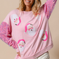 Pink Sequined Santa Claus Long Sleeve Christmas Sweatshirt