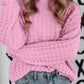 Pink Crochet Knit Drop Shoulder Sweater