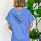 Sky Blue Casual Zipped Short Sleeve Hoodie and Shorts Set