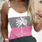 Live Simple Coconut Tree Print Colorblock Casual Dress