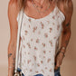 White Floral Pleated Big Bow Back Spaghetti Straps Tank Top