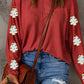 Red Christmas Tree Patch Long Sleeve Casual Top