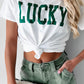 White LUCKY Printed Round Neck St Patricks T Shirt