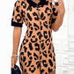 Leopard Print Buttoned Shirt Dress