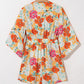 Orange Blooming Floral Print Front Tie Romper