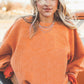 Orange Ribbed Corded Oversized Sweatshirt
