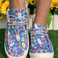 Dusk Blue Easter Rabbit Egg Print Lace-up Sneakers