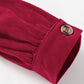 Burgundy Corduroy Ruffle Tiered Buttoned O Neck Shirt