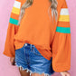 Flamingo Color Block Sleeve Exposed Seam Raglan Sweatshirt