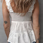 White Crinkled Ruffled Straps Peplum Babydoll Tank Top