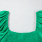 Bright Green Ruched Front Puff Sleeve Plus Size Long Dress