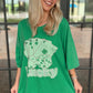 Bright Green Rhinestone Lucky Poker Cards Oversized T Shirt Mini Dress