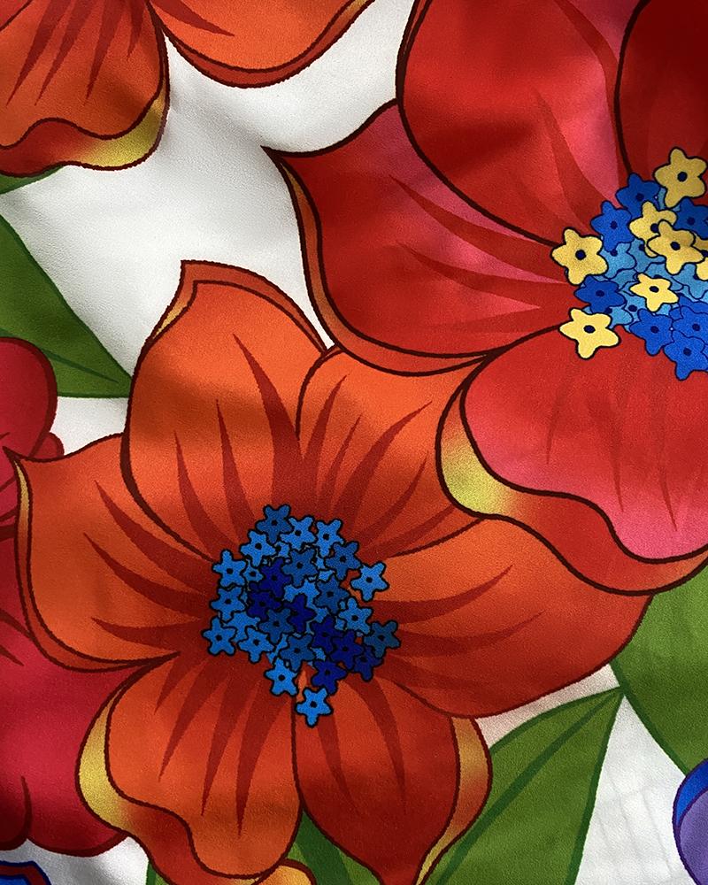 Floral Print Bowknot Decor Spaghetti Strap Skort Romper Casual Hollow out Slim Fit Jumpsuit