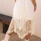 Beige Lace Cascading Tiered High Waist Maxi Skirt