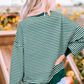 Green Stripe Chenille LUCKY Patched Pattern St Patrick Long Sleeve Top