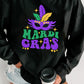 Black Heat Transfer MARDI GRAS Mask Printed Sweatshirt