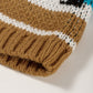 Brown Aztec Striped Knit Ribbed Trim Sweater