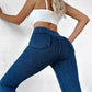 Pocket Design Denim Flared Sports Leggings