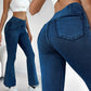 Pocket Design Denim Flared Sports Leggings