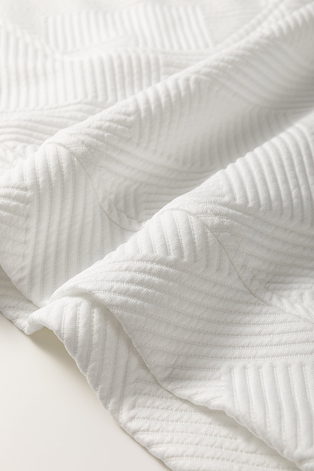 White Textured Half Zip Collared Cap Sleeve Mini Dress