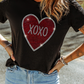 Black Rhinestone XOXO Heart Graphic Crewneck Tee
