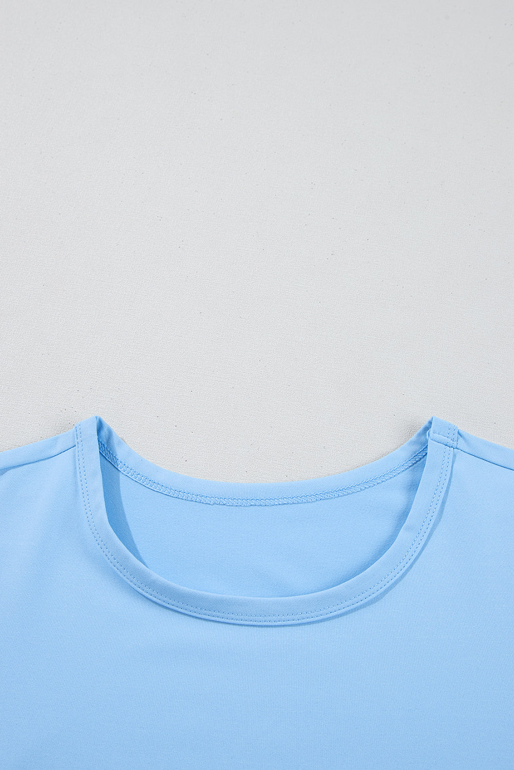 Beau Blue Floral Mesh Puff Sleeve Crew Neck Top