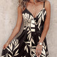 Striped Tropical Print Slit Maxi Dress