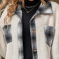 Plaid Print Pocket Design Long Sleeve Buttoned Teddy Coat Outfit