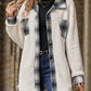 Plaid Print Pocket Design Long Sleeve Buttoned Teddy Coat Outfit