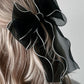 Bristol Black Contrast Trim Wavy Bow Knot Hair Clip