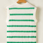 Bright Green Striped Round Neck Casual Sweater Vest