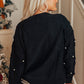 Black Pearl Embellished Rhombus Pattern Sweater