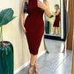 Sleeveless Side Slit Knit Bodycon Dress Slim Fit Sweater Dress