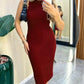 Sleeveless Side Slit Knit Bodycon Dress Slim Fit Sweater Dress