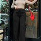 High Waist Drawstring Tied Detail Pants Casual Wide Leg Pants with Pockets