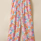 Pink Floral Smocked Waist Loose Pants