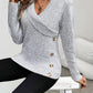 Shawl Collar Button Decor Knit Sweater