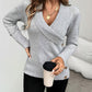 Shawl Collar Button Decor Knit Sweater
