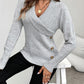 Shawl Collar Button Decor Knit Sweater