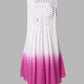 Gradient Tie Dye Print Hollow out Crochet Lace Summer Dress