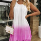 Gradient Tie Dye Print Hollow out Crochet Lace Summer Dress